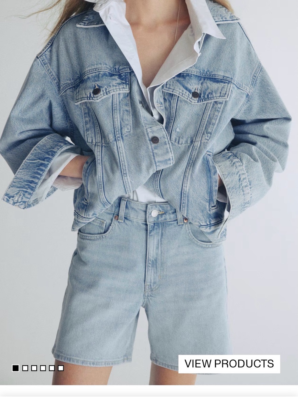 H&M Light Blue High Waist Denim Shorts